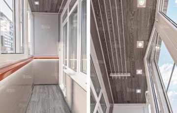 Отделка балкона ламинированными ПВХ панелями и ламинатом