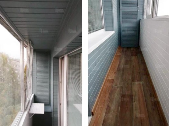 Ремонт балкона вагонкой и паркетом из липы