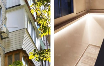 Ремонт балкона с подсветкой