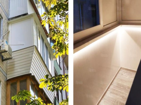 Ремонт балкона с подсветкой