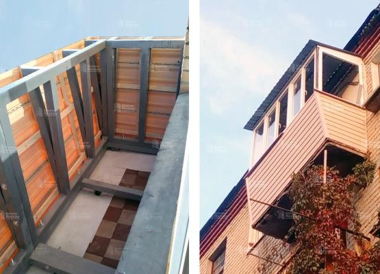 Остекление балкона с расширением по парапету