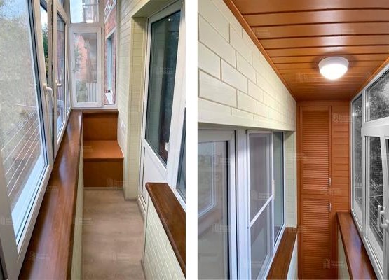 Остекление балконов и лоджий в Москве под ключ — пример с утеплением и отделкой липой 