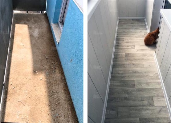 Остекление балкона на первом этаже, МФ стеклопакеты и комплексная отделка