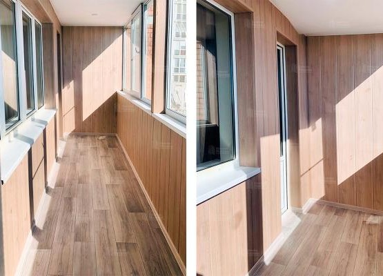 Отделка лоджии 8 м2: кейс с остеклением Exprof, утеплением, отделкой и светом