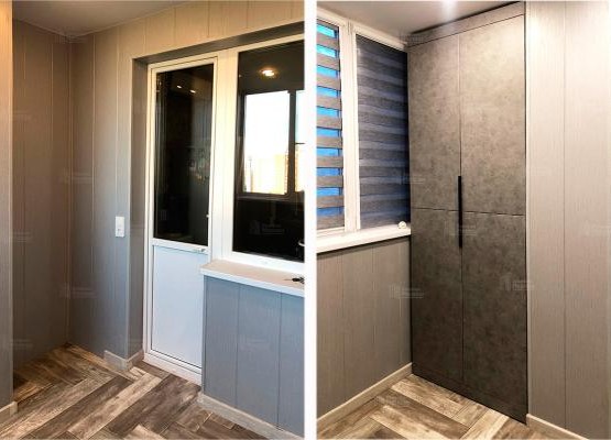 Отделка лоджии «под ключ» со встроенными шкафами: цена с материалами