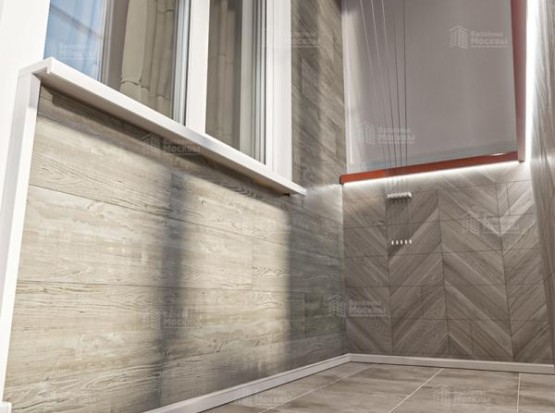 Остекление с отделкой ламинатом ПВХ панелями и плиткой