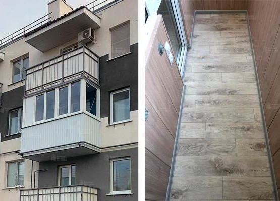 Остекление балкона размерами 3,10х0,8 м с внешней отделкой