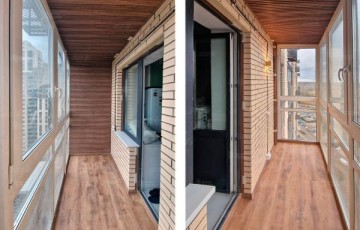 Балкон с остеклением и отделкой рифлеными МДФ панелями под ключ