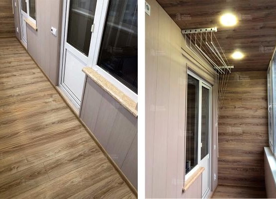 Ремонт лоджии 8 м2 с остеклением, теплым полом, отделкой ламинатом и ПВХ панелями под ключ