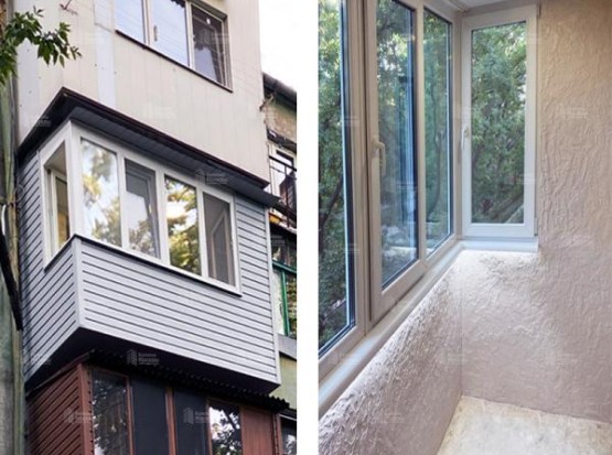 Ремонт балкона. Штукатурка Гротто