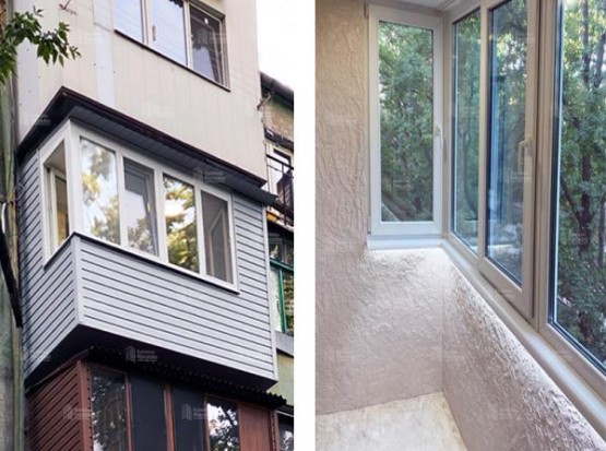 Ремонт балкона. Штукатурка Гротто