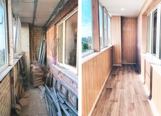 Отделка лоджии 8 м2: кейс с остеклением Exprof, утеплением, отделкой и светом