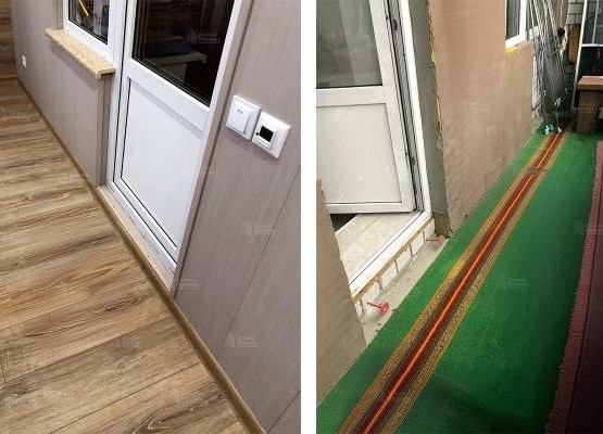 Кейс: Лоджия 8 кв.м под ключ: остекление, теплые полы + отделка ламинатом и ПВХ панелями 