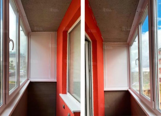 Недорогой ремонт балкона 3200х800 с остеклением и отделкой парапета профлистом