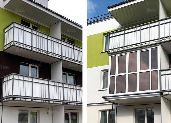 Остекление с тонировкой: Французский балкон с видом на город