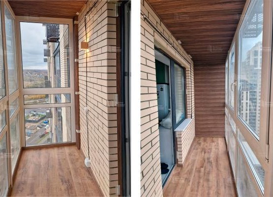 Балкон с остеклением и отделкой рифлеными МДФ панелями под ключ