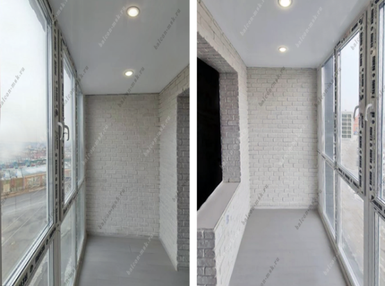 Отделка лоджии гипсовой плиткой