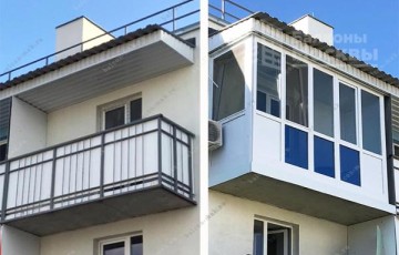 Панорамное остекление балкона  П-образ. 3.2х0.8. Француз с тонировкой.