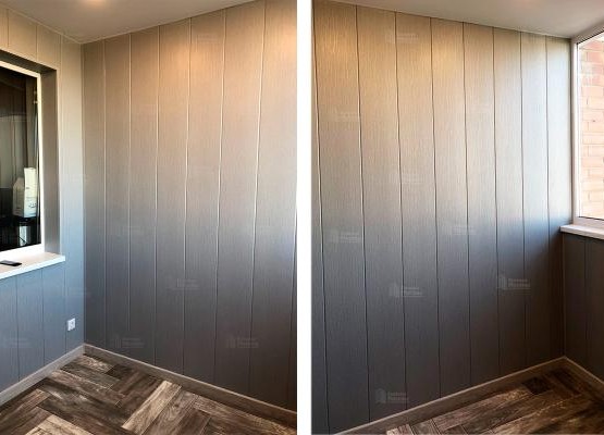 Отделка лоджии под ключ со встроенными шкафами