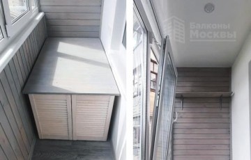 Ремонт стен балкона деревянной вагонкой +встроенный шкаф