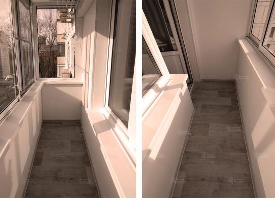 Балкон с раздвижным остеклением и отделкой Евростандарт