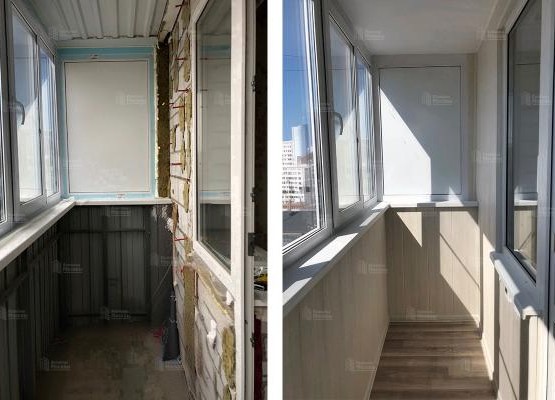 Кейс балкона под ключ: профиль KBE, стеклопакеты Clima Guard, теплый пол с отделкой