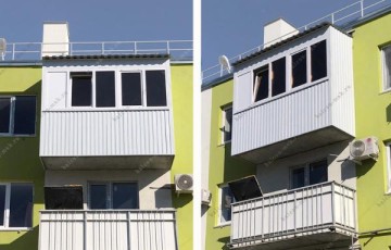 Ремонт балкона с остеклением, обшивкой профнастилом