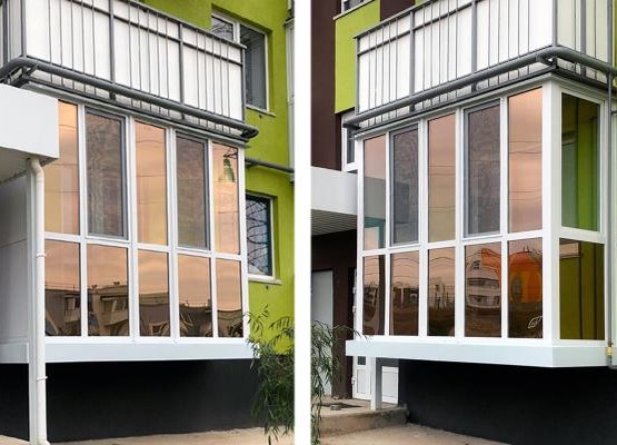 Цена на остекление балкона с панорамным видом и зеркальной тонировкой