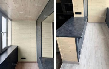 Отделка балкона паркетом из липы и ламинатом