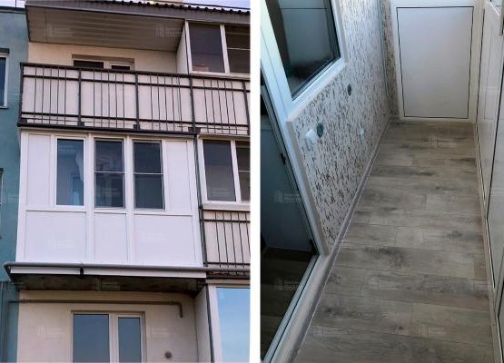 Ремонт балкона с остеклением и штукатуркой короед