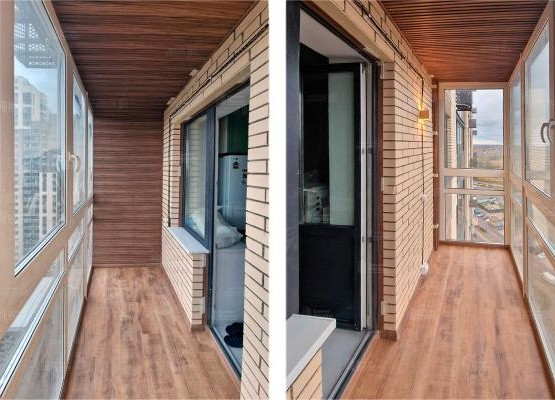 Балкон с остеклением и отделкой рифлеными МДФ панелями под ключ