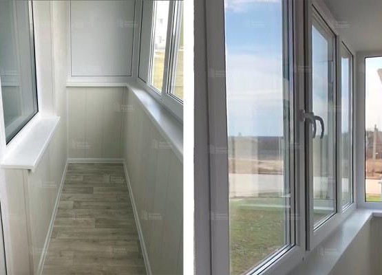 Остекление балкона на первом этаже, МФ стеклопакеты и комплексная отделка