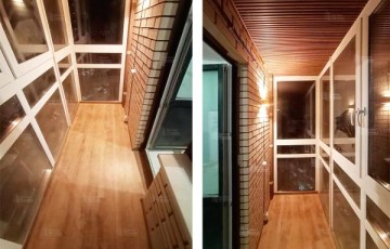 Ремонт французского балкон с отделкой рифленым МДФ и ламинатом 