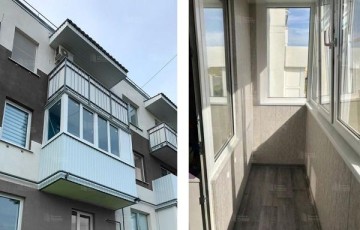 Балкон с остеклением, обшивкой профлистом и внутренней отделкой под ключ 