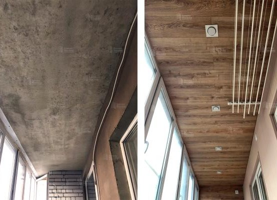 Ремонт лоджии 8 м2 с остеклением, теплым полом, отделкой ламинатом и ПВХ панелями под ключ