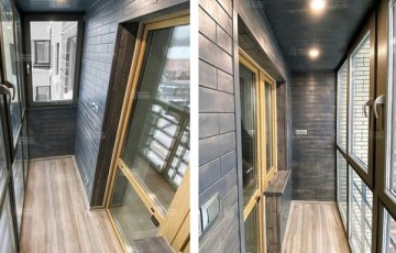 Остекление балкона с отделкой паркетом из липы