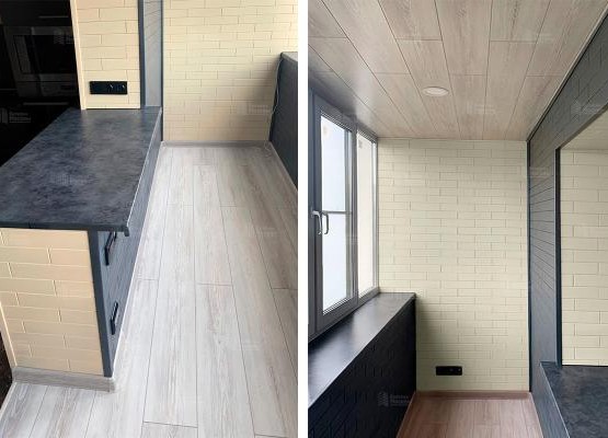 Евроостекление балкона под ключ с присоединением к комнате