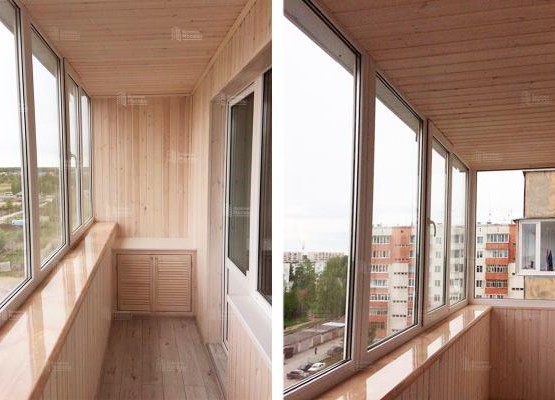 Балкон под ключ с отделкой деревянной вагонкой