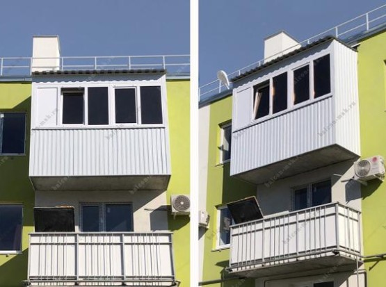 Ремонт балкона с остеклением, обшивкой профнастилом, утеплением и отделкой
