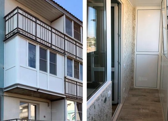 Ремонт балкона с остеклением и штукатуркой короед