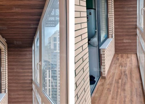 Балкон с остеклением и отделкой рифлеными МДФ панелями под ключ