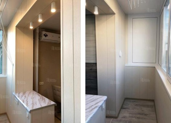 Утепление балкона с объединением: отделка, теплый пол, свет, откосы в тон