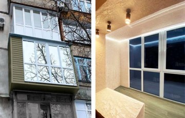 Панорамное остекление с выносом «Комфорт»: совмещение с комнатой, окна в пол, штукатурка