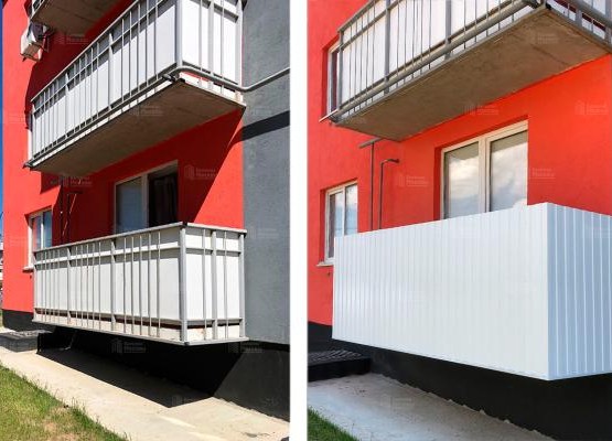 Недорогой ремонт балкона 3200х800 с остеклением и отделкой парапета профлистом