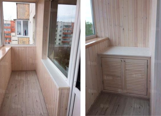 Балкон под ключ с отделкой деревянной вагонкой