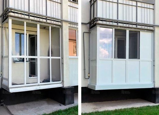 Ремонт балкона: кейс французского остекления с глухим цоколем из сэндвич-панелей