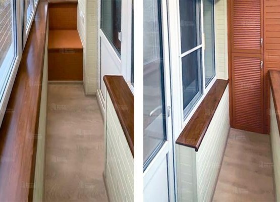 Остекление балконов и лоджий в Москве под ключ — пример с утеплением и отделкой липой 