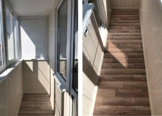 Кейс балкона под ключ: профиль KBE, стеклопакеты Clima Guard, теплый пол с отделкой