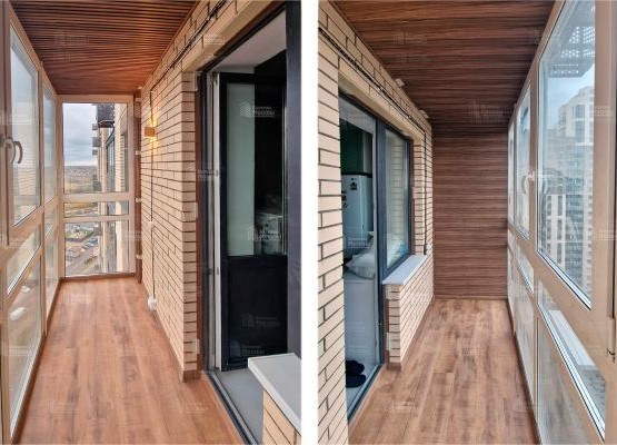 Французский балкон с отделкой МДФ и ламинатом