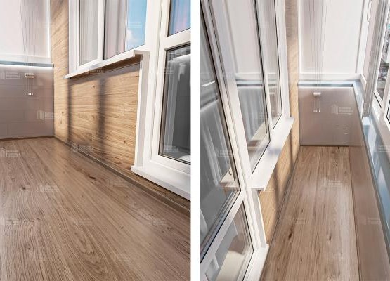 Утепление балкона с отделкой под ключ: Окна, ПВХ-панели + ламинат